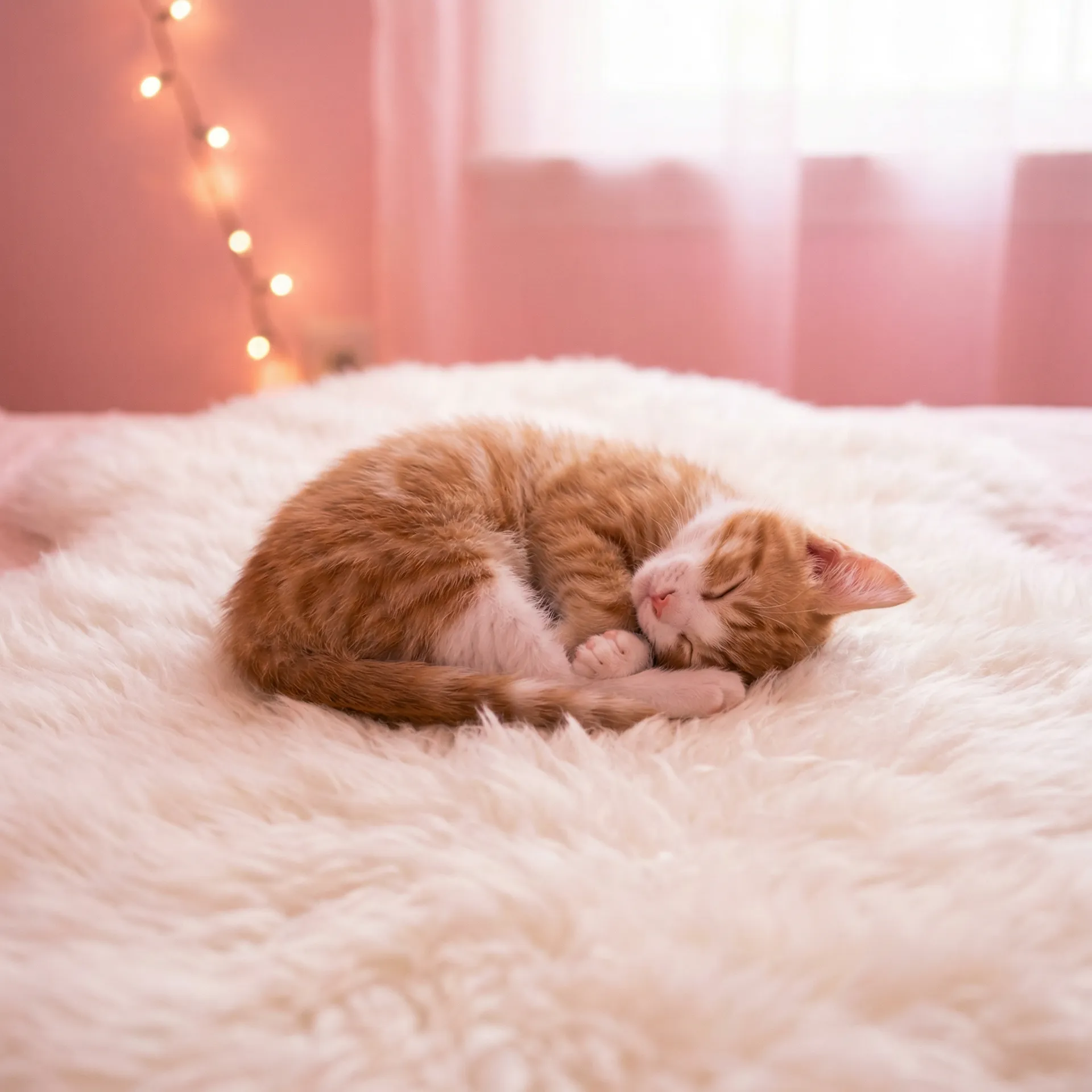 小猫蜷成一团入睡 - xiaav.cn